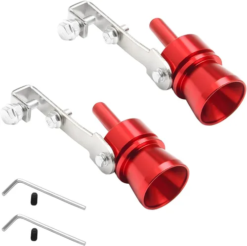 Miniatura 7 de 2 piezas de simulador de silbato de sonido turbo, resonador de válvula de soplado de aleación de aluminio para escape de auto, silbato de cola