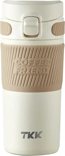 Miniatura 10 de TKK Taza de café de viaje de 15 onzas, taza de café aislada de acero inoxidable con tapa abatible, taza de viaje a prueba de fugas para café, té
