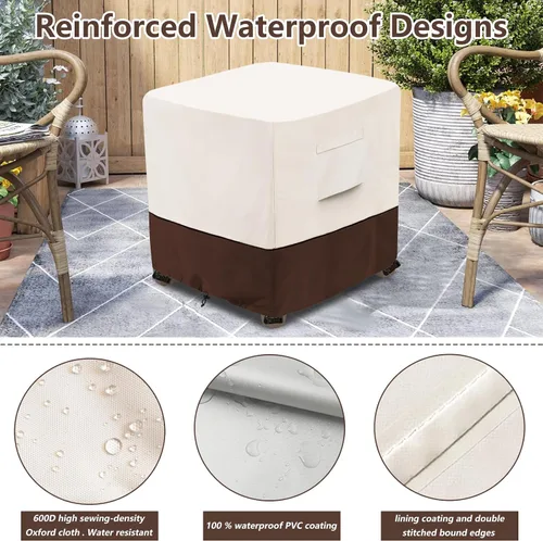 Miniatura 6 de Bitubi Funda otomana impermeable para patio, funda cuadrada resistente para muebles de mesa auxiliar para exteriores, tamaño 22 pulgadas de largo x