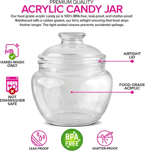 Miniatura 2 de Modern Innovations Tarro de dulces y galletas de 40 onzas con tapa, tarro de boticario transparente de acrílico premium, decoración de bodas