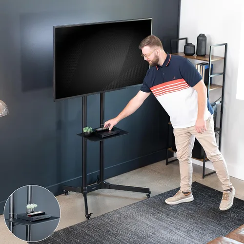 Miniatura 7 de Vivo Carrito móvil para TV para pantallas de 13 a 60 pulgadas hasta 55 libras, LCD LED OLED 4K Paneles planos y curvos inteligentes, soporte rodante