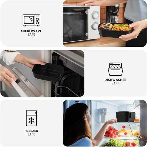 Miniatura 6 de HOMETALL Caja Bento para Adultos, Envases de Almuerzo para Hombres y Mujeres con 8 Compartimentos, Envases de Almuerzo con Utensilios, 1900ML/51 OZ