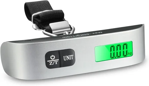 Miniatura 4 de Fosmon Báscula digital de equipaje (paquete de 2), pantalla LCD de retroiluminación de temperatura, báscula de equipaje con capacidad de 110 libras