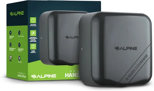 Miniatura 9 de Alpine - Secador de manos automático comercial - Secador de manos de aire de alta velocidad para el hogar, restaurante, baño y zonas de alto Negro