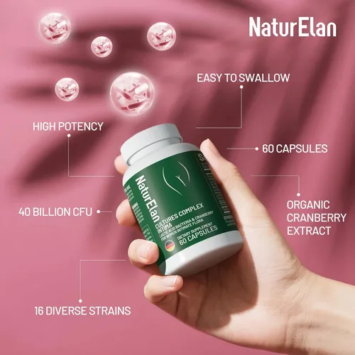 Miniatura 3 de NaturElan Probióticos para mujeres 40 mil millones de UFC – 16 cepas con arándano, apoyo vaginal, digestivo e inmunológico, equilibrio del pH