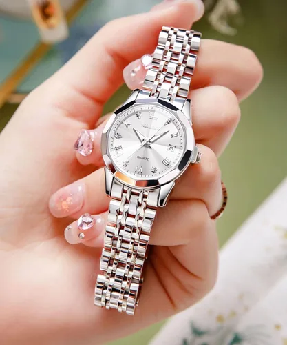 Miniatura 3 de OLEVS Reloj elegante para mujer reloj de cuarzo analógico de diamante dos tonos acero inoxidable impermeable luminoso regalo