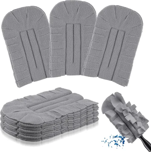 Miniatura 22 de Zubebe 12 piezas de repuesto de plumero de forro polar reutilizables, plumeros planos de plumas, almohadillas de limpieza lavables para múltiples