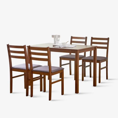 Livinia Seattle - Juego de mesa de comedor de madera de 5 piezas para 4, moderno juego de comedor de cocina de granja con sillas traseras de Antiguo