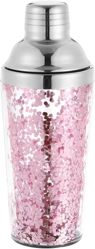 Miniatura 9 de uxcell Coctelera de plástico de 16 onzas con colador, botella mezcladora de vino de acero inoxidable para bar, fiesta, uso doméstico, mezclador
