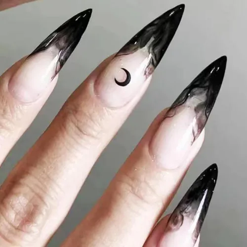 Miniatura 17 de Uñas postizas a presión con punta francesa, uñas postizas de almendra, cobertura completa, uñas artificiales brillantes, uñas acrílicas medianas
