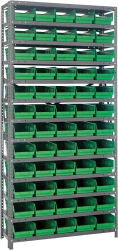 Miniatura 318 de Quantum QSBU-245BK Heavy Duty Shelving Unit with (7) Shelves and (24) QUS245 Black Bins for Garage Warehouse Storage Distribution 400 lb Load