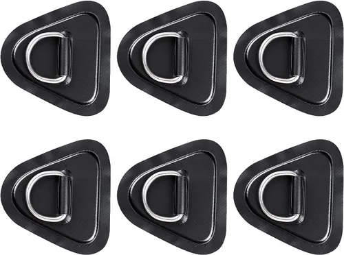 Miniatura 7 de TOBWOLF 6 Pack 3.54" / 9cm Stainless Steel D-Ring Patch for Inflatable Boat Kayak Dinghy SUP, Triangular D-Ring PVC Patch Stand-Up Paddleboard Canoe