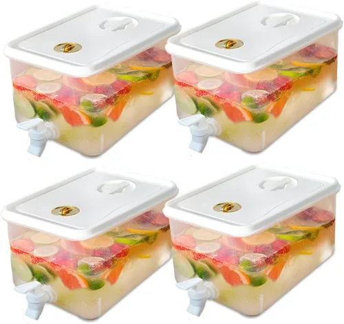 Miniatura 9 de Dispensador de bebidas para refrigerador, dispensador de bebidas de plástico con espita, recipiente de jugo sellado con pantalla de filtro, jarra
