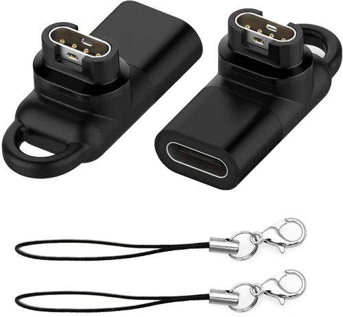 Paquete de 2 adaptadores USB-C hembra a macho para Garmin Watch, adaptador de carga tipo C para Instinct 2 3 E/Fenix 8/6/7X/7/6X/Venu 2