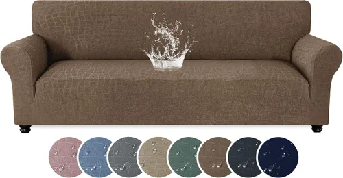 Miniatura 31 de MAXIJIN Funda impermeable para sillón de sala de estar, 1 pieza elástica con brazos, protector de muebles lavable para perros y mascotas (S, café)