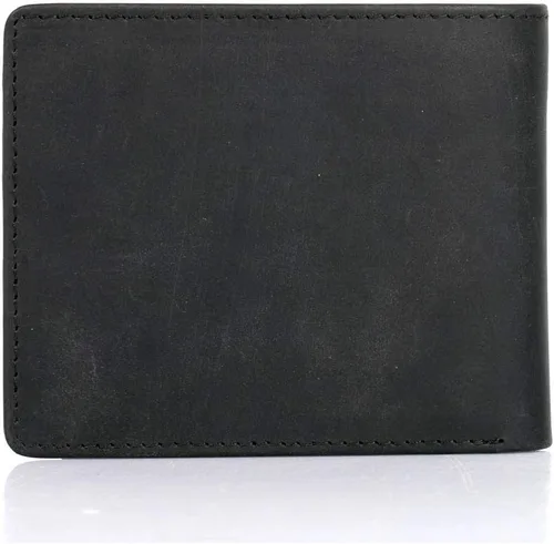Miniatura 2 de Cartera de cuero con bloqueo RFID para hombre, Oso negro, Cartera Rfid