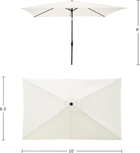 Miniatura 2 de Rectangular Patio Umbrella - 10ft Easy Crank Sun Shade with Push Button Tilt for Outdoor Furniture, Deck, Yard, or Pool by Pure Garden