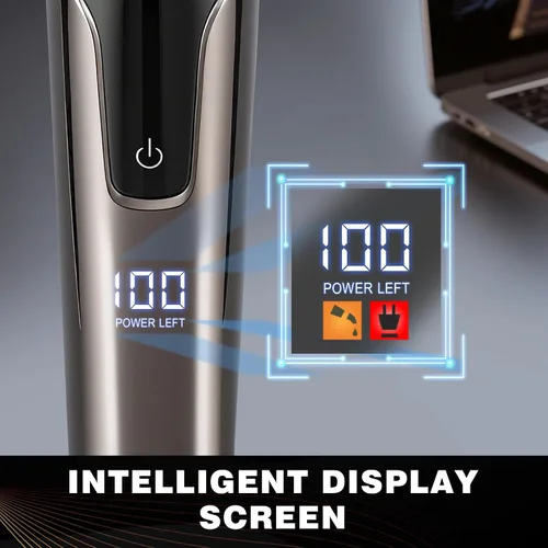 Miniatura 6 de Maquinilla de afeitar eléctrica para hombres, afeitadora eléctrica para hombres, sistema de afeitado giratorio de 3 cuchillas, carga rápida tipo C
