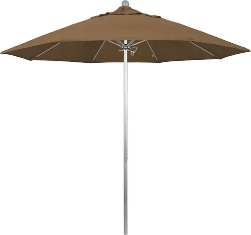 Miniatura 16 de California Umbrella Paraguas redondo de aluminio/fibra de vidrio de 9', empuje abierto, poste de plata, tela azul real de olefina