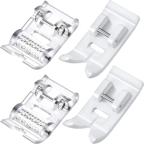 PAGOW 4 pies prensatelas para máquina de coser de 1/4 pulgadas (cuarto de pulgada), pies prensatelas de coser con rodillo antiadherente, costura a
