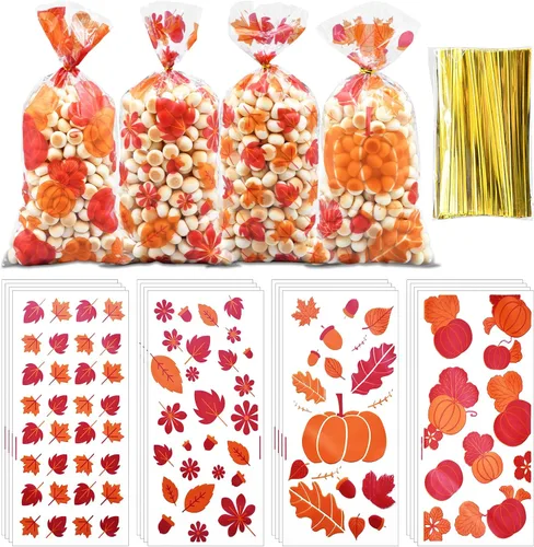 Miniatura 9 de 160 piezas de 4 estilos de bolsas de dulces de celofán del Día de San Patricio con lazos de torsión, diseños de trébol y duende, bolsas de golosinas