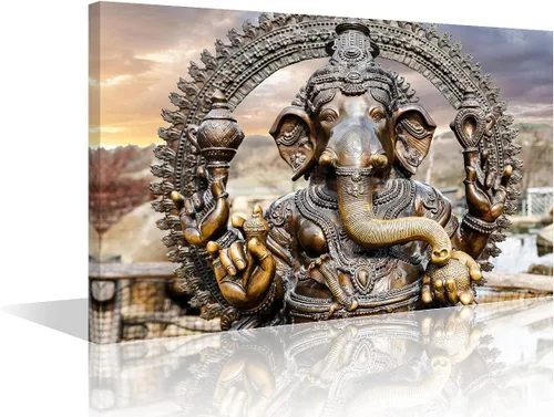 Miniatura 14 de TUMOVO Lord Ganesha - Decoración de pared Ganapati de Deidad india, cuadros impresos en lienzo, pósteres de pintura hinduismo cultural hindú