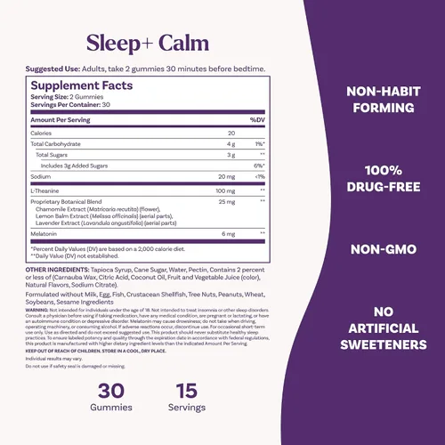 Miniatura 7 de Natrol Sleep+ Calm - Gomitas de melatonina para adultos, gomitas para dormir, sabor a fresa, 60 gomitas, suministro para 30 días