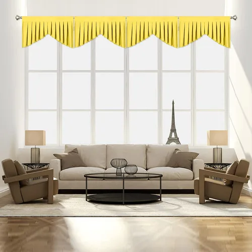 Miniatura 40 de Cenefas para Sala de Estar Amarillo Brillante Opacas con Bolsillo para Barra Cenefas para Ventanas, Paquete de 1 (Amarillo Brillante 39" An x 20" L)