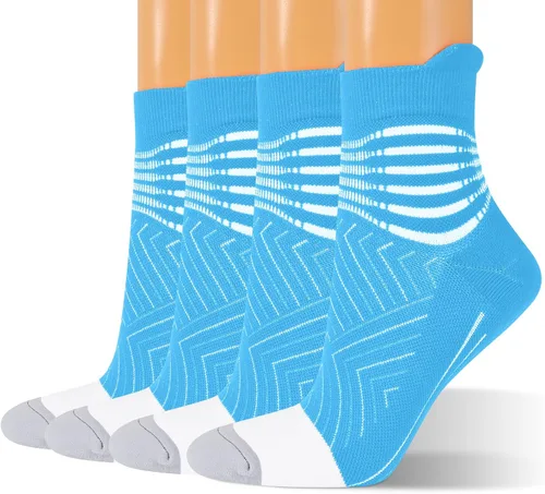 Miniatura 19 de Calcetines de compresión para el tobillo para mujer, con absorción Coolmax, deportivos y acolchados, alivio de la fascitis plantar, paquete de 2, 3