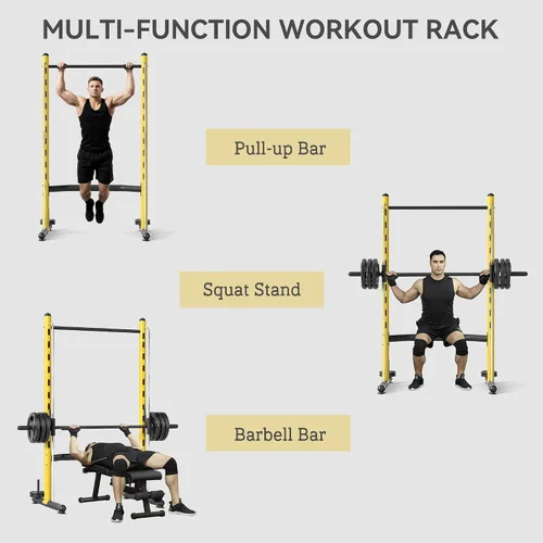 Miniatura 3 de Soozier Squat Rack with Pull-Up Bar, Adjustable Power Rack with Barbell Bar, Multi-Functional Steel Bench Press Rack for Home Gym Strength Training