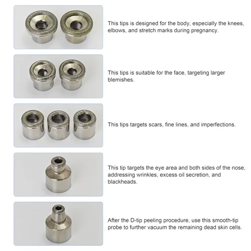 Miniatura 5 de Elitzia 9 puntas 3 varitas calidad diamante dermoabrasión reemplazos eliminar arrugas puntos negros líneas finas ETL06C (acero inoxidable)