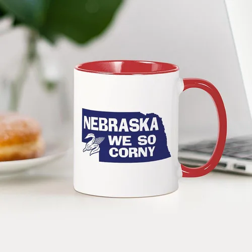 Miniatura 45 de CafePress I Love Nebraska Taza de café de cerámica de 11 oz (11.0 fl oz)