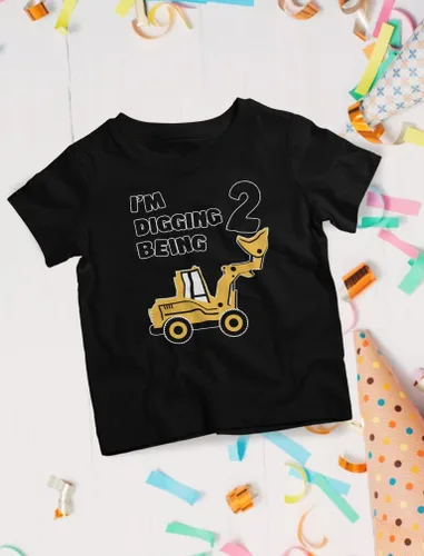 Miniatura 4 de Camiseta de béisbol de manga 2 34 con diseño de Bulldozer I'm Digging being para niños pequeños