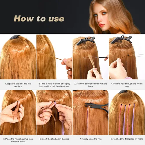 Miniatura 7 de Kit de herramientas para extensiones de cabello EHDIS de acero inoxidable, juego de alicates para micro enlaces de cuentas de cabello y removedor