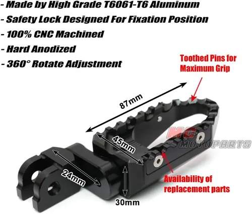 Miniatura 3 de MC MOTOPARTS Negro CNC 25mm Alargador de Riser Ajustable para Pedales de Pie Touring Delanteros Compatibles con NC 700 S/X 12-16 NC750X NC750S 16-19