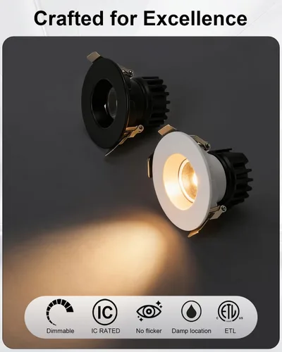 Miniatura 6 de ZYC Iluminación LED empotrable pequeña de 2 pulgadas, paquete de 6 unidades, cardán empotrado negro sin lata, foco giratorio limitado, regulable, 5