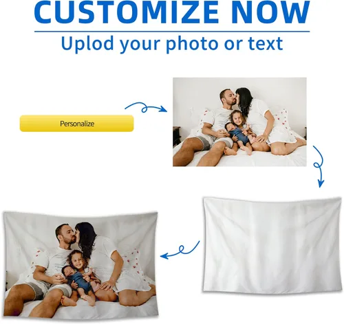 Miniatura 2 de BLINGPAINTING Tapiz personalizado para cargar imágenes personalizables, telón de fondo personalizado, crea tu propio tapiz para colgar en la pared