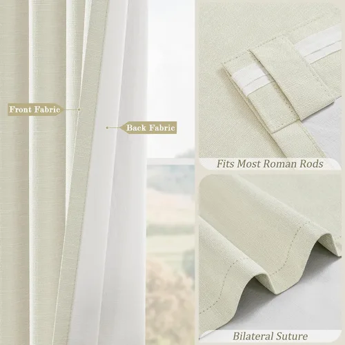 Miniatura 6 de Cortinas opacas de 54 pulgadas de largo para dormitorio, sala de estar, cortinas beige con aislamiento térmico, oscurecimiento de la habitación