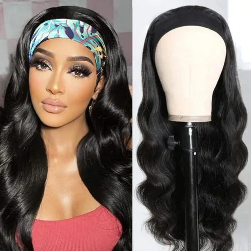 Miniatura 15 de Peluca de cabello humano con diadema para mujer, cabello corto y rizado, peluca de onda profunda, 12 pulgadas, color natural Peluca con diadema