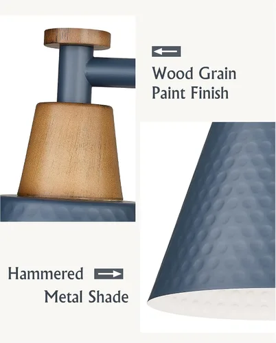 Miniatura 3 de FEMILA Lámparas de baño de 4 luces, lámparas de tocador modernas de estilo rústico con acabado de pantalla de metal martillado, azul oscuro, Azul