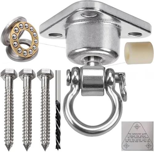 Silent Bearing Swing Hanger resistente, a prueba de óxido SUS, capacidad de 1500 libras, rotación de 360 grados, patio de recreo, porche, yoga,