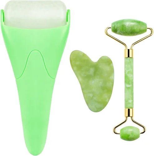 Miniatura 8 de AECW Rodillo de jade + rodillo de hielo) Rodillo de hielo 2 en 1 para alivio de la hinchazón de la cara y los ojos y rodillo de jade para cara