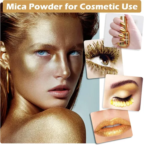 Miniatura 6 de HTVRONT - Polvo de mica en color dorado para resina epoxi, pigmento en polvo natural de 3.5 onzas (100 g), fácil de mezclar para hacer velas, jabón
