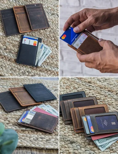 Miniatura 42 de Carteras de cuero genuino hechas a mano, tarjeteros minimalistas y fundas para pasaporte, regalo hecho a mano