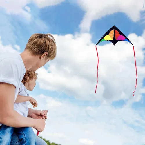 Miniatura 6 de Large Rainbow Delta Kite for Kids & Adults,Single Line Beach Kite for Kids Ages 4-8 & 8-12,Easy to Fly for Toddlers and Beginners