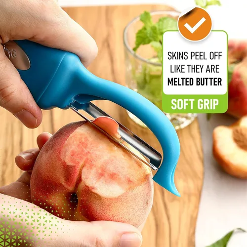 Miniatura 4 de Spring Chef Peladores giratorios de patatas de acero inoxidable para cocina, apto para lavavajillas, pelador de verduras para cocina con mango