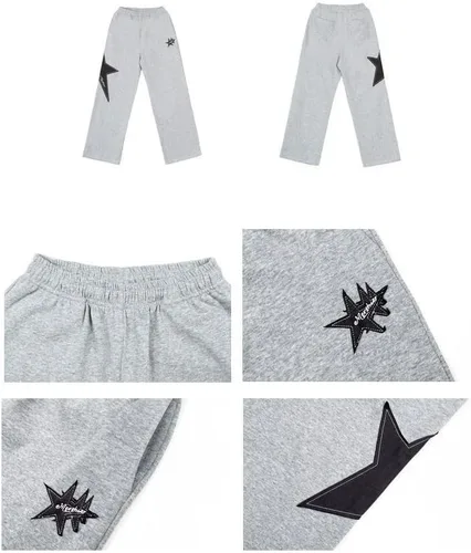 Miniatura 7 de Pooyikoi Pantalones deportivos para mujer, con cordón elástico, cintura elástica, holgados, pierna ancha, pantalones con estampado de estrellas Y2K