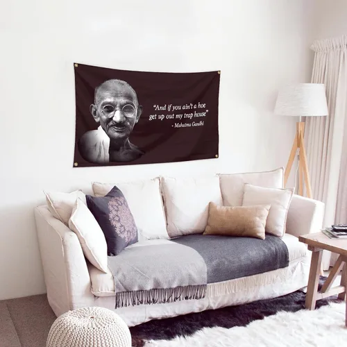 Miniatura 4 de Chief Gandhi - Bandera de 3 x 5 pies, divertido póster de pared de cueva de hombre duradero con ojales de latón. Esta hermosa bandera