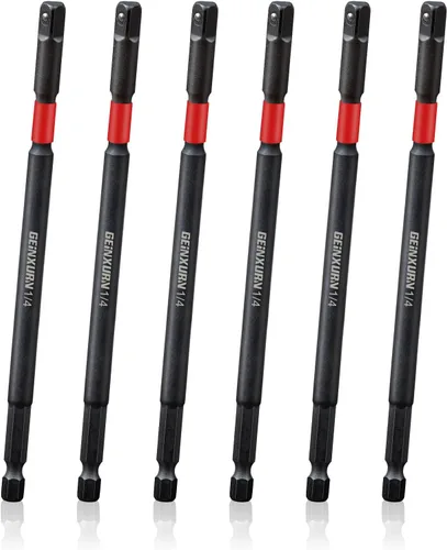Geinxurn Juego de adaptadores de enchufe de impacto de 6 piezas, punta cuadrada de 1/4 de pulgada, juego de broca de extensión de 6 pulgadas, adapta