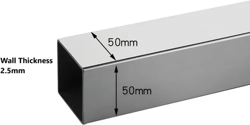 Miniatura 2 de Tubo cuadrado de acero inoxidable de 1.969 in x 1.969 in x 0.098 in x 65.354 in, 2 x 2 pulgadas x 1/10 pulgadas x 65.35 pulgadas de largo, 1 paquete